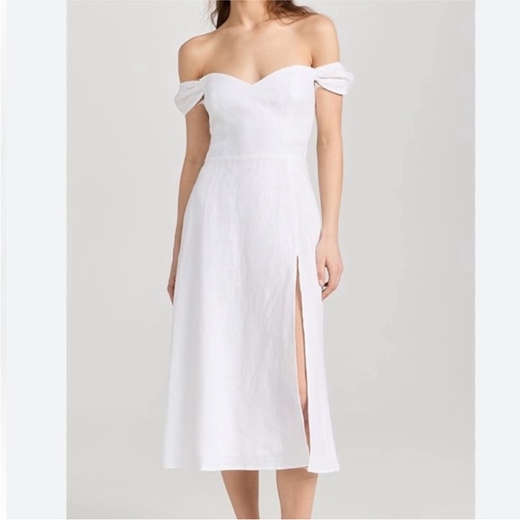NWT Reformation Bridgton Midi Linen Dress White, SIZE 10 1136 - Picture 1 of 7